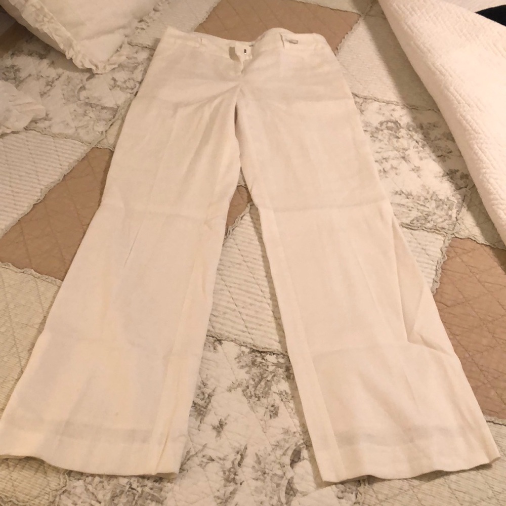 Trina Turk GUC White lined linen pants.